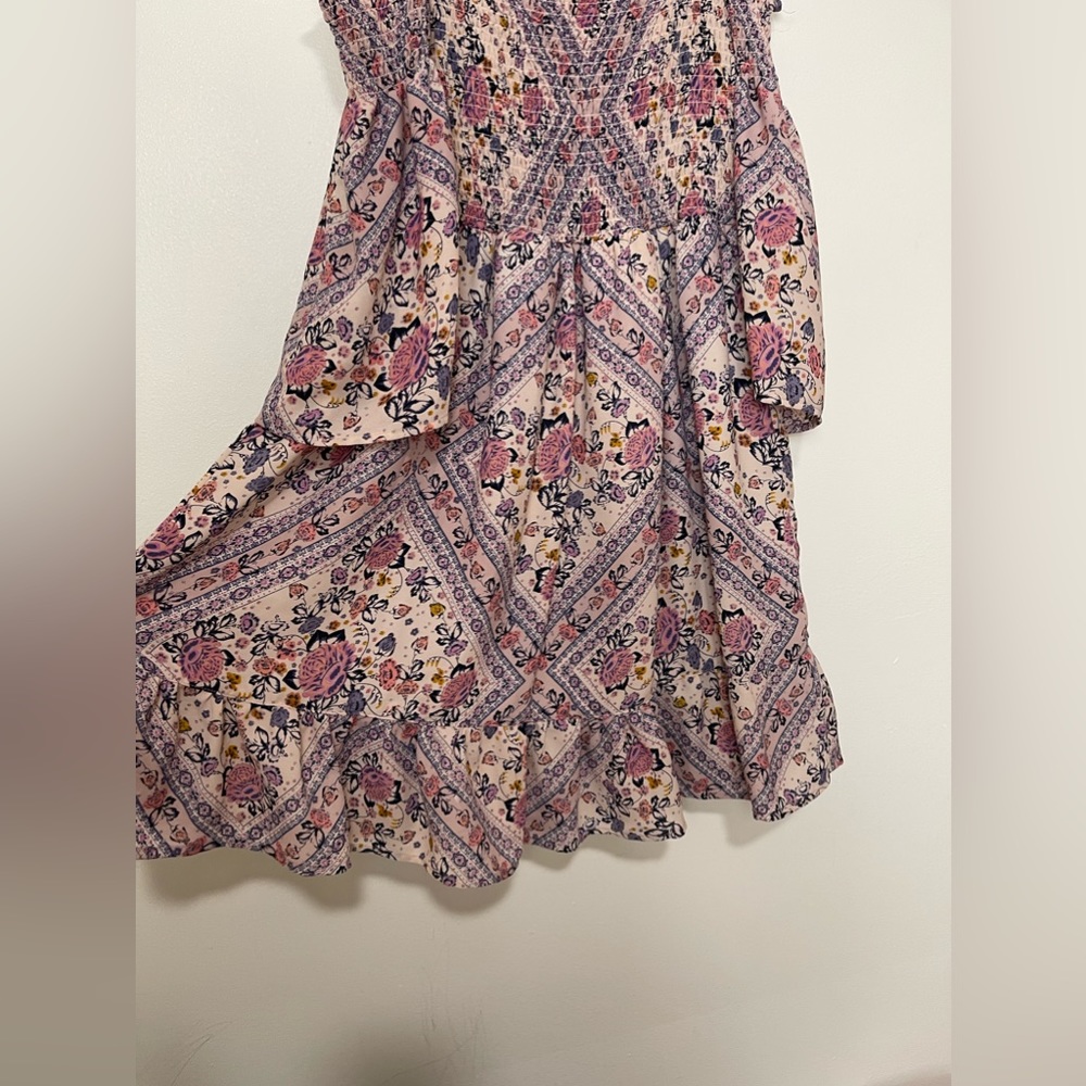 Mason & Belle Smocked off Shoulders Chiffon Floral Mini Dress Size XL - Picture 6 of 12